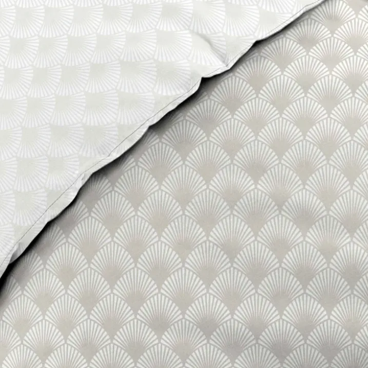 Parure de lit coton motif feuillage double face imprimée