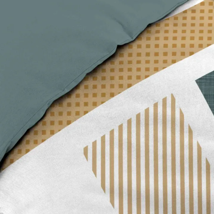 Parure de lit coton motif graphique double face imprimée
