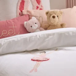Parure de lit enfant 2 pièces coton tufté ballerine housse + taie