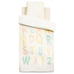 Parure de lit enfant 2 pièces coton tufté alphabet housse + taie