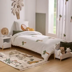 Parure de lit enfant 2 pièces coton tufté palmier housse + taie