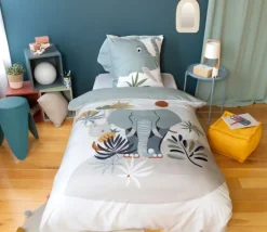 Parure de lit enfant 2 pièces éléphant housse + taie