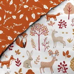 Parure de lit enfant réversible en coton motif renard et nature