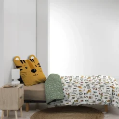 Parure de lit enfant réversible en coton motif alphabet et animaux