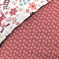 Parure de lit enfant réversible en coton motif faon et fleurs