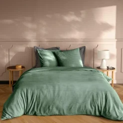 Parure de lit en flanelle relief unie avec fermeture zippée