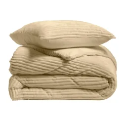 Parure de lit en flanelle relief unie avec fermeture zippée