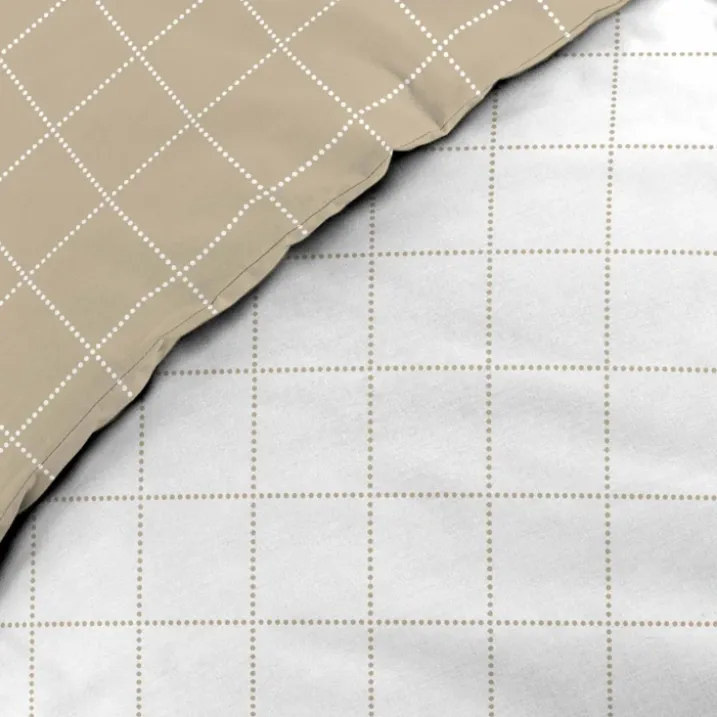 Parure de lit 2 pièces coton motif carreaux réversible housse + taie