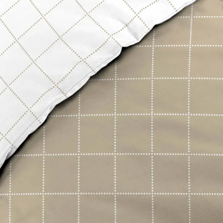 Parure de lit 2 pièces coton motif carreaux réversible housse + taie