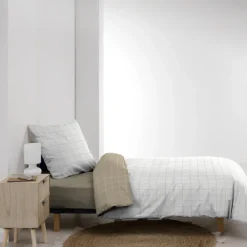 Parure de lit 2 pièces coton motif carreaux réversible housse + taie