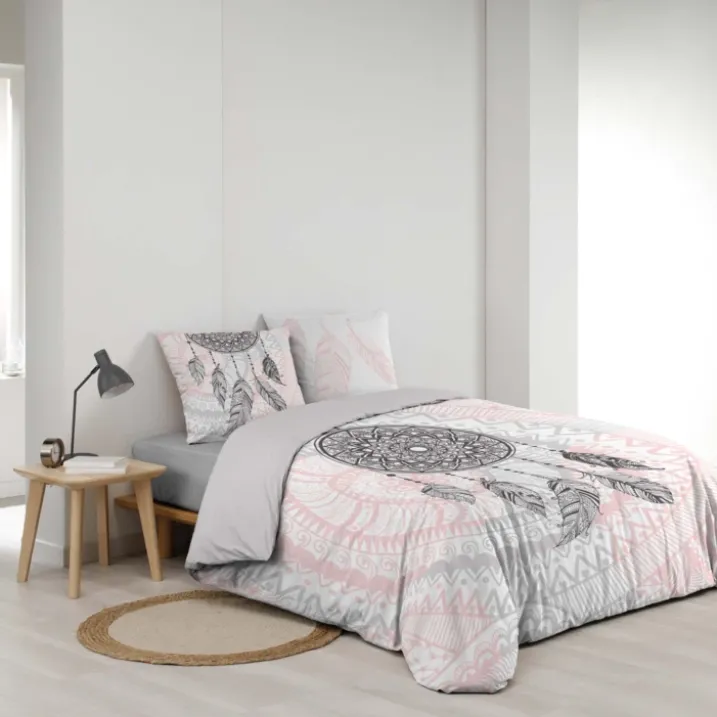Parure de lit 3 pièces coton motif attrape-rêves housse + taies