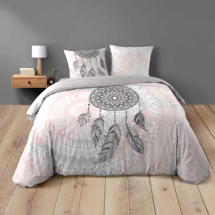 Parure de lit 3 pièces coton motif attrape-rêves housse + taies