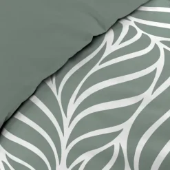 Parure de lit 3 pièces en coton feuille design housse + taies