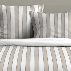 Parure de lit 3 pièces en coton imprimé rayures housse + taies