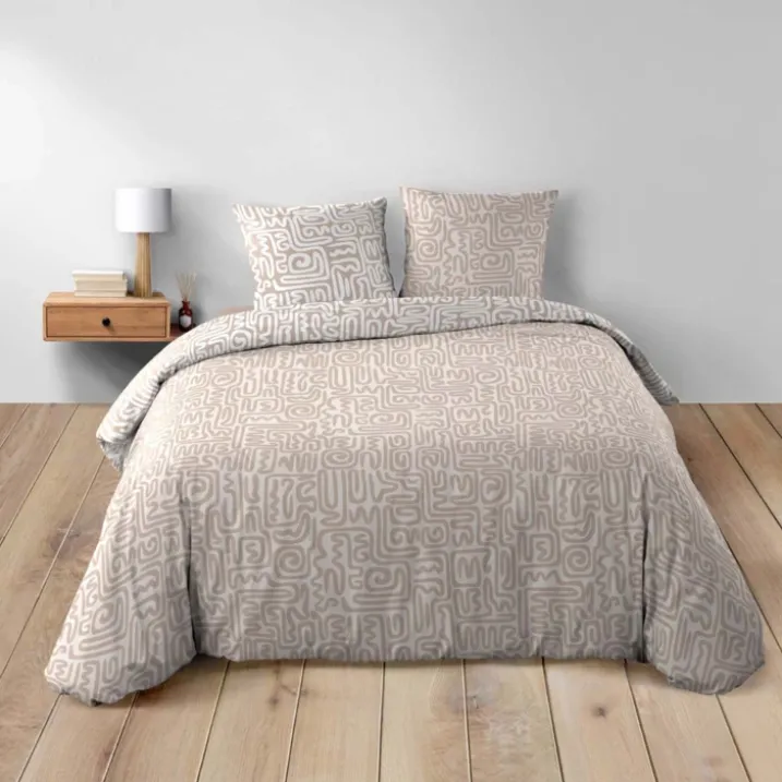 Parure de lit 3 pièces en coton à motif géométrique housse + taies