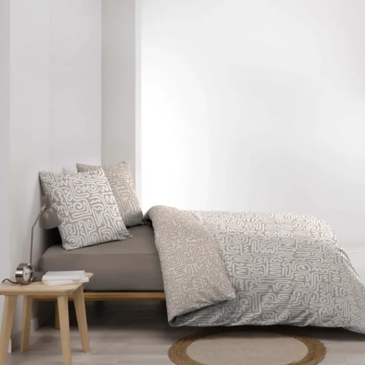 Parure de lit 3 pièces en coton à motif géométrique housse + taies