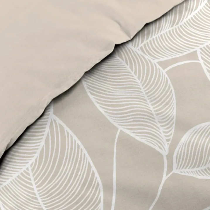 Parure de lit 3 pièces en coton à motif feuilles housse + taies