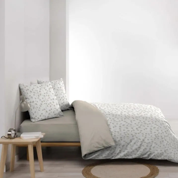 Parure de lit 3 pièces en coton à motif petites feuilles housse + taies