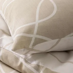 Parure de lit 3 pièces en coton relief trait design housse + taies
