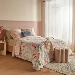Parure de lit 3 pièces en coton réversible à motifs floraux