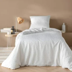Parure de lit 2 pièces en coton réversible gaufré housse + taie