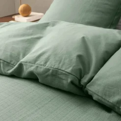 Parure de lit 3 pièces en coton tissage épais housse + taies