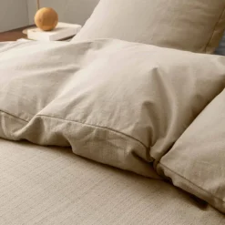 Parure de lit 3 pièces en coton tissage épais housse + taies