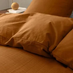 Parure de lit 3 pièces en coton tissage épais housse + taies