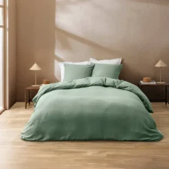 Parure de lit 3 pièces en coton tissage épais housse + taies