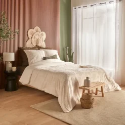 Parure de lit 3 pièces en microfibre lavée avec motifs tuftés