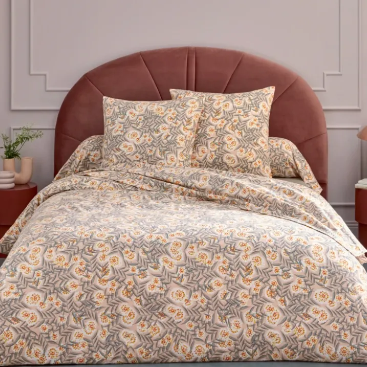 Parure de lit 3 pièces flanelle feuillage housse + taies