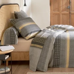 Parure de lit 2 piècesflanelle géométrique housse + taie