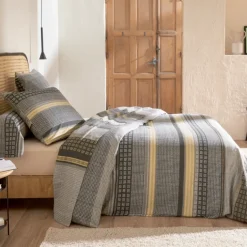 Parure de lit 2 piècesflanelle géométrique housse + taie