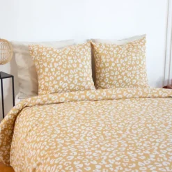 Parure de lit 3 pièces léopard coton housse + taies