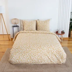 Parure de lit 3 pièces léopard coton housse + taies