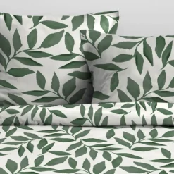 Parure de lit 3 piècesmicrofibre feuillage housse + taies