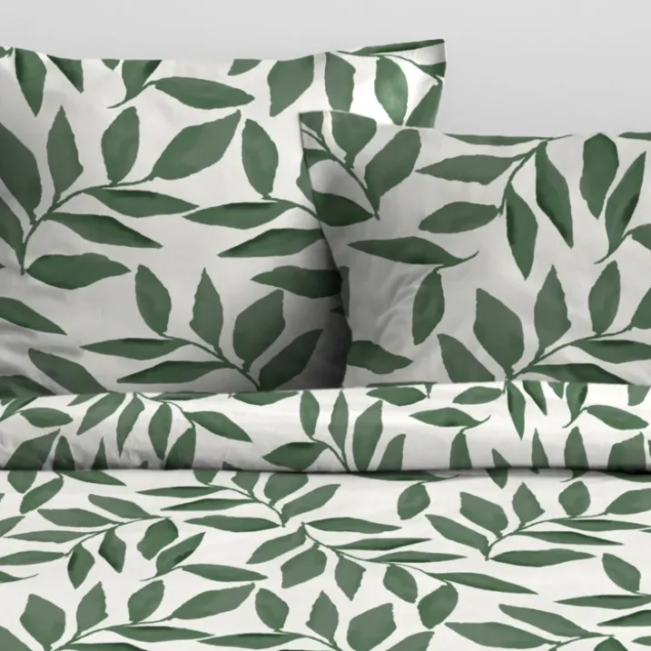 Parure de lit 3 piècesmicrofibre feuillage housse + taies