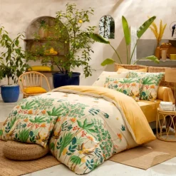 Parure de lit 2 pièces percale de coton 80 fils tropical housse + taie
