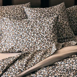 Parure de lit 2 pièces percale de coton léopard housse + taie