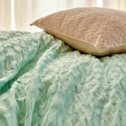 Parure de lit 3 pièces à rayures plissées