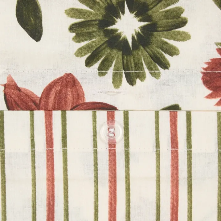 Parure de lit 3 pièces réversible en coton 57 fils à motif floral