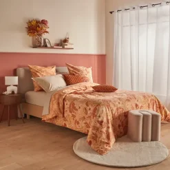 Parure de lit 3 pièces réversible motif végétal