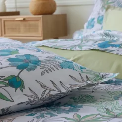 Parure de lit 3 pièces satin de coton végétal housse + taies