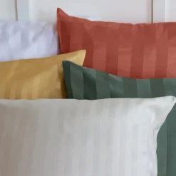 Parure de lit 3 pièces satin à fines rayures housse + taies