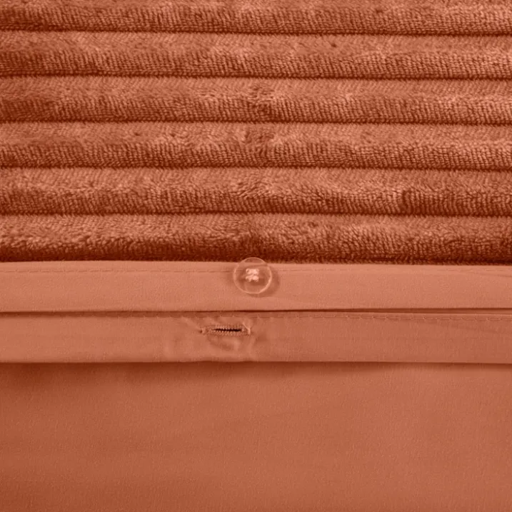 Parure de lit 3 pièces velours bande côtelé housse + taies