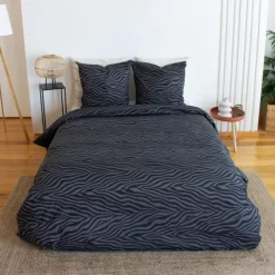 Parure de lit 3 pièces zèbre coton housse + taies
