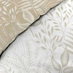 Parure de lit réversible en coton motif feuillage