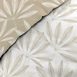 Parure de lit réversible en coton motif feuillage naturel