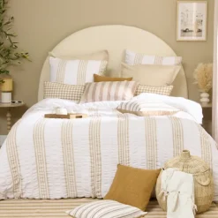 Parure de lit réversible texturée 3 pièces à rayures housse + taies
