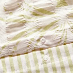 Parure de lit réversible texturée 3 pièces florale housse + taies
